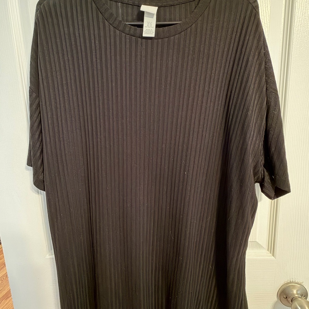 H&M Black Short Sleeve Ribbed Tee